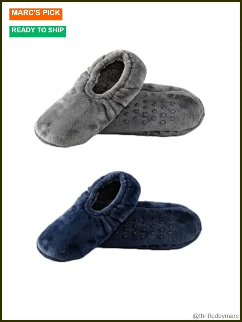 2 Pairs Non-Slip Slipper Socks for Men with Grippers Soft Indoor House Shoes